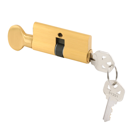 PRIME-LINE Key Cylinder with Thumbturn, Solid Brass Construction, Polished Brass Single Pack K 5062